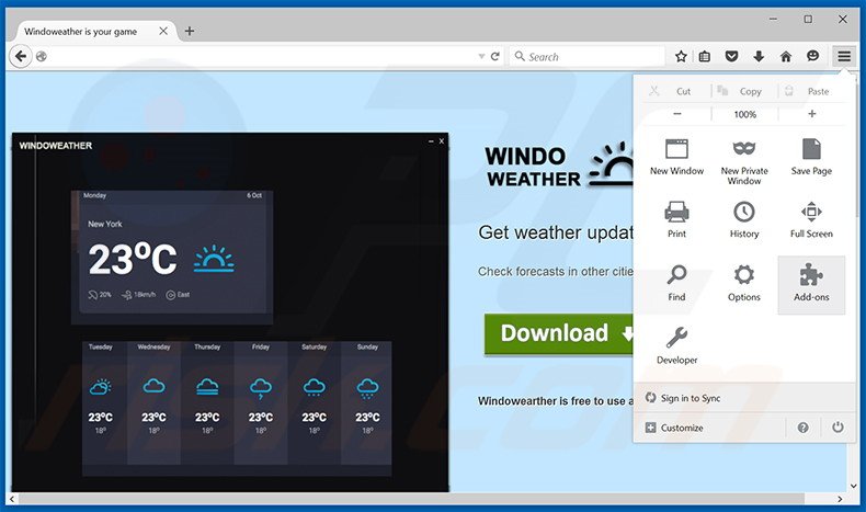 Rimuovere Windoweather adware da Mozilla Firefox step 1
