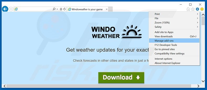 Rimuovere Windoweather adware da Internet Explorer step 1