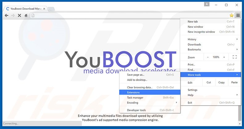 Rimuovere YouBoost adware da Google Chrome step 1