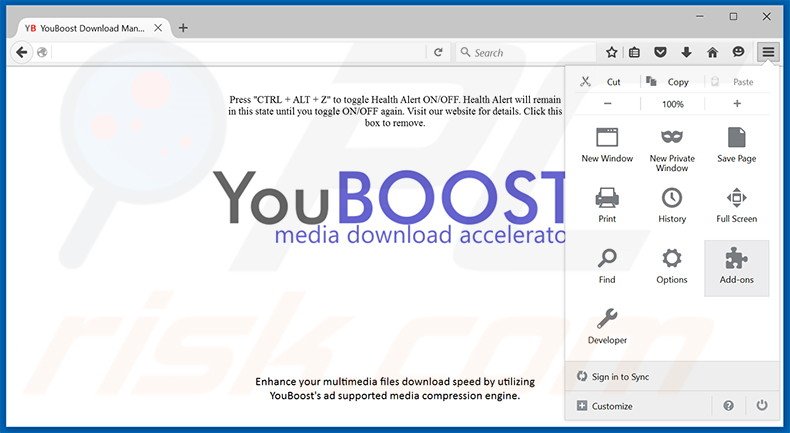 Rimuovere YouBoost adware da Mozilla Firefox step 1