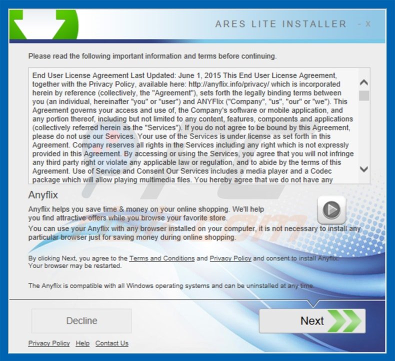 anyflix adware installer