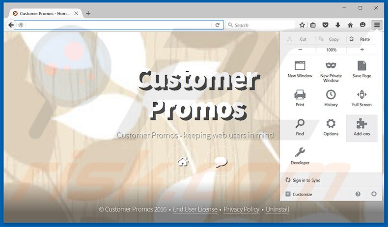 Rimuovere Customer Promos adware da Mozilla Firefox step 1