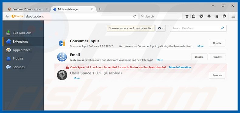 Rimuovere Customer Promos adware da Mozilla Firefox step 2