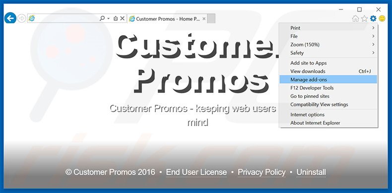 Rimuovere Customer Promos adware da Internet Explorer step 1