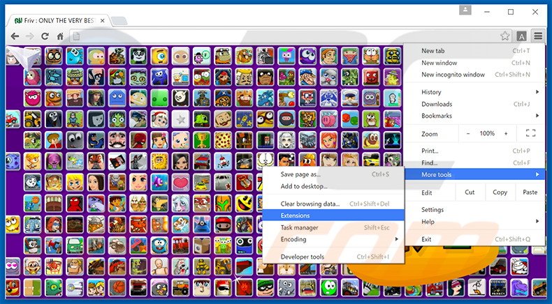 Rimuovere Friv Launcher adware da Google Chrome step 1