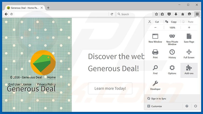 Rimuovere Generous Deal adware da Mozilla Firefox step 1