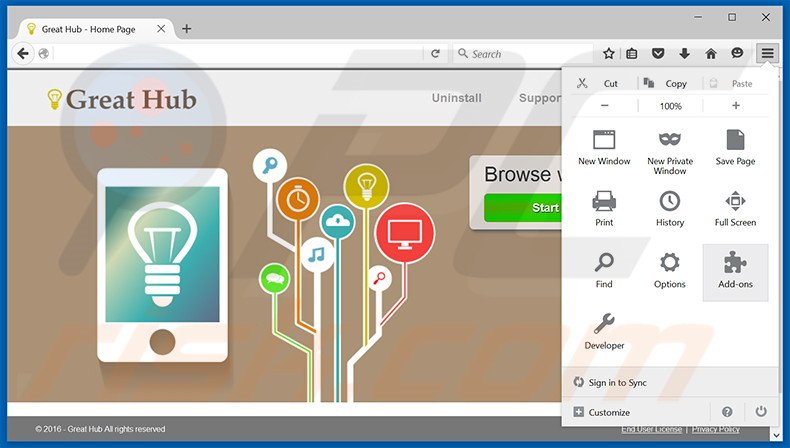 Rimuovere Great Hub adware da Mozilla Firefox step 1