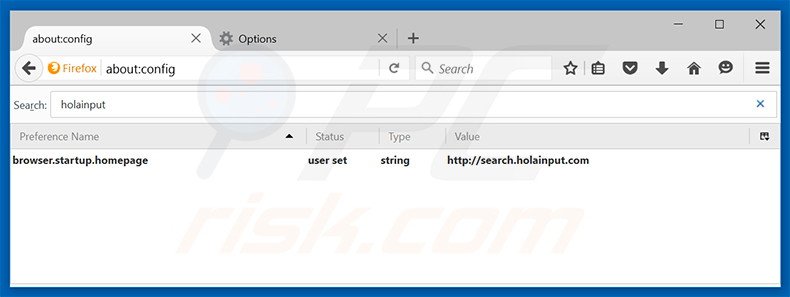Cambia il tuo motore di ricerca predefinito search.holainput.com in Mozilla Firefox 