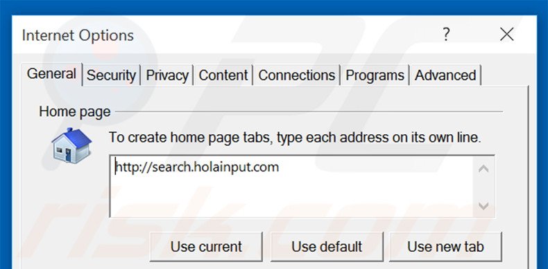 Cambia la tua homepage search.holainput.com in Internet Explorer