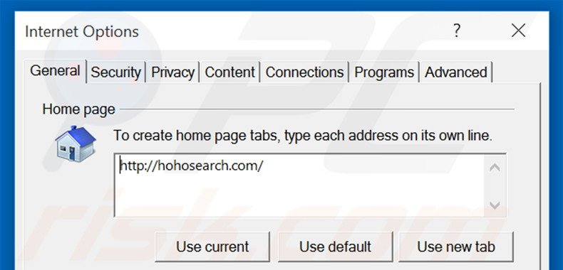 Cambia la tua homepage hohosearch.com in Internet Explorer
