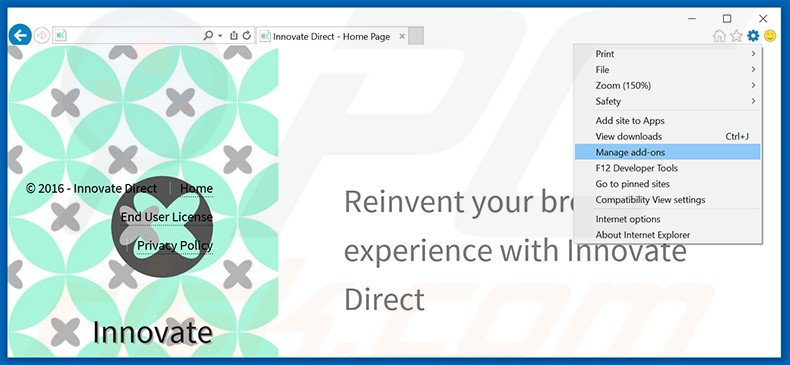 Rimuovere Innovate Direct adware da Internet Explorer step 1