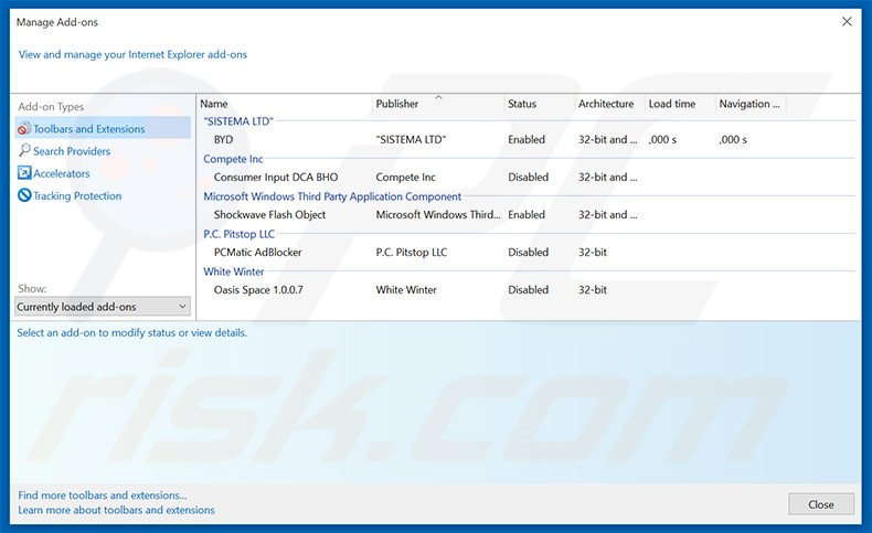 Removing MessengerTime ads from Internet Explorer step 2