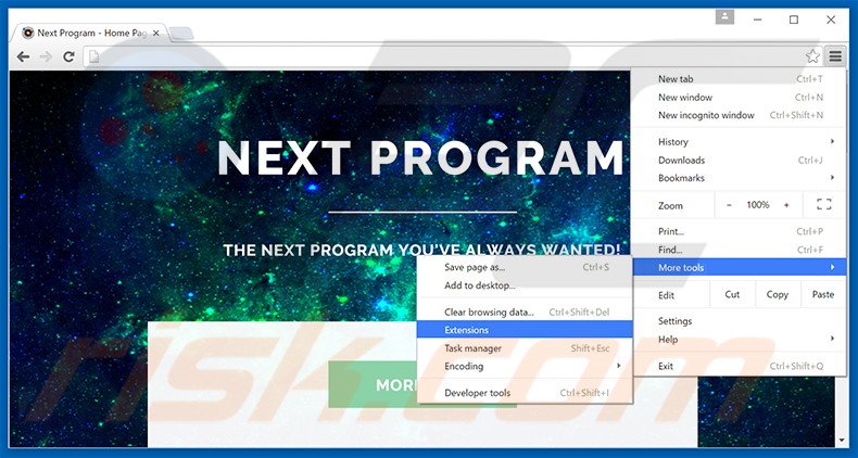 Rimuovere Next Program adware da Google Chrome step 1