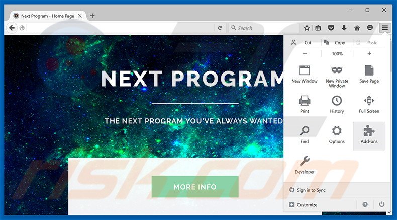 Rimuovere Next Program adware da Mozilla Firefox step 1