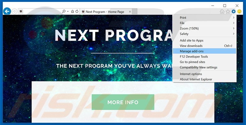 Rimuovere Next Program adware da Internet Explorer step 1