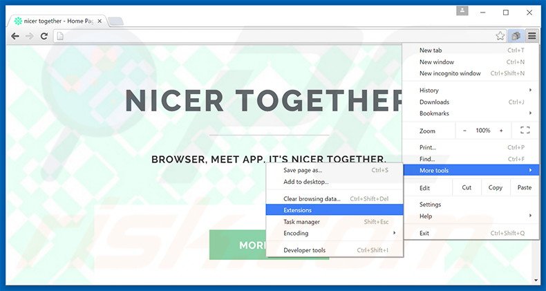 Rimuovere Nicer Together adware da Google Chrome step 1