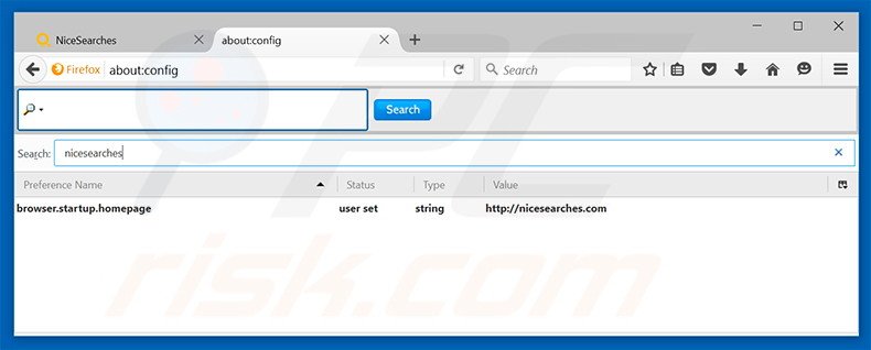 Cambia il tuo motore di ricerca predefinito nicesearches.com in  Mozilla Firefox 