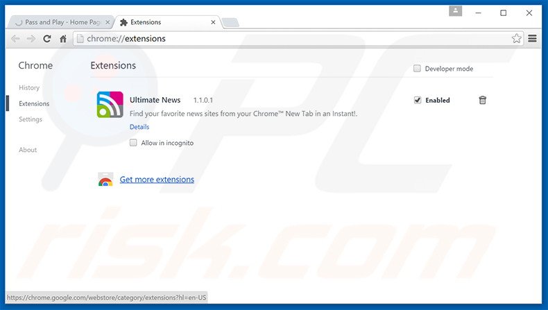 Rimuovere Pass and Play adware da Google Chrome step 2