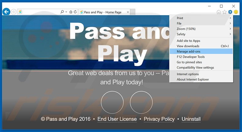 Rimuovere Pass and Play adware da Internet Explorer step 1