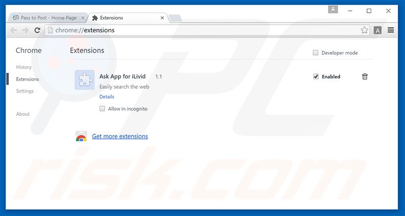 Rimuovere Pass To Post adware da Google Chrome step 2
