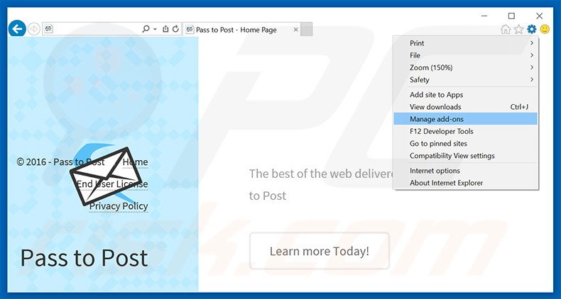 Rimuovere Pass To Post adware da Internet Explorer step 1