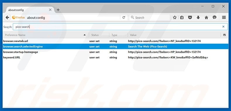 Cambia il tuo motore di ricerca predefinito pico-search.com in Mozilla Firefox 