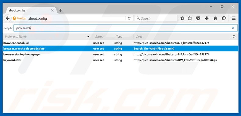 Cambia il tuo motore di ricerca predefinito pico-search.com in Mozilla Firefox 