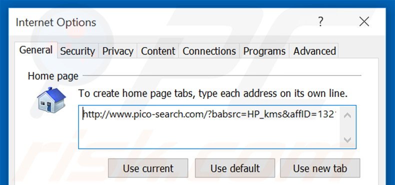Cambia la tua homepage pico-search.com in Internet Explorer 