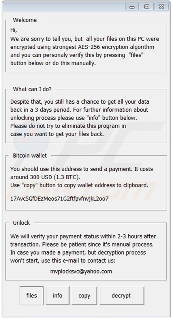 RackCrypt ransomware pop-up message