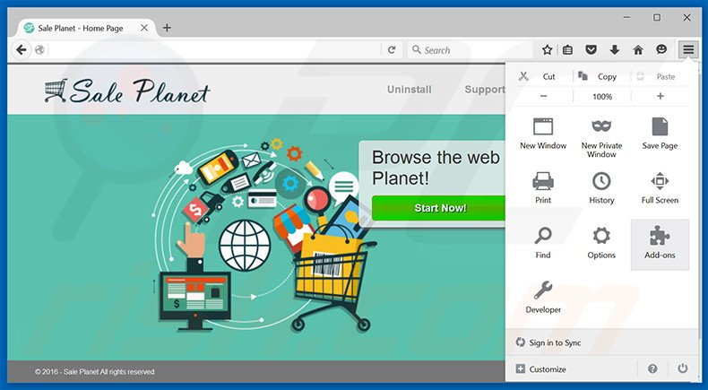 Rimuovere Sale Planet adware da Mozilla Firefox step 1