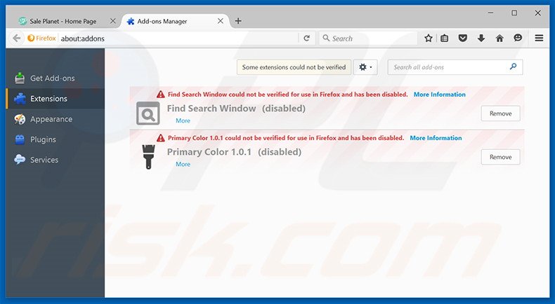 Rimuovere Sale Planet adware da Mozilla Firefox step 2