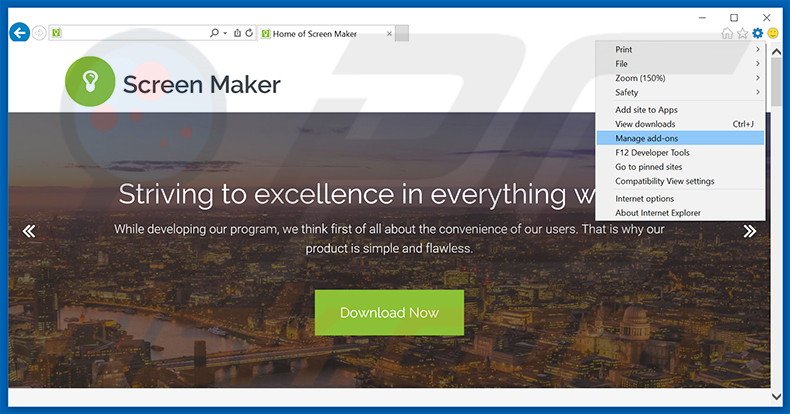 Rimuovere Screen Maker adware da Internet Explorer step 1