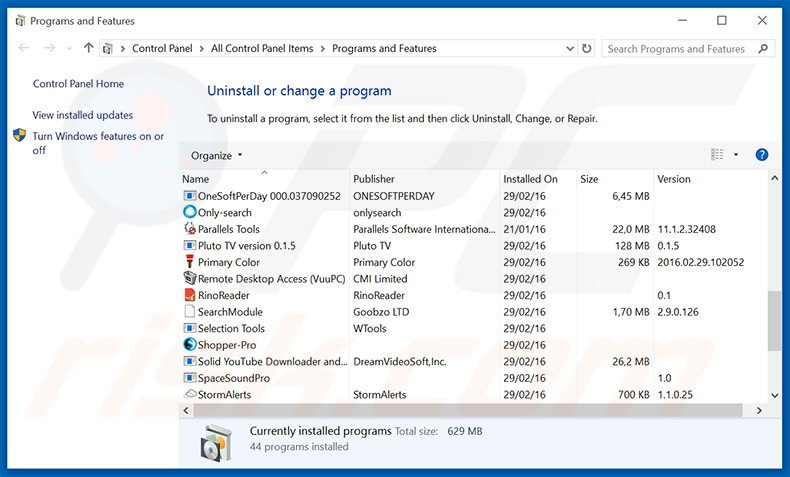 Disinstallare Screen Maker attraverso il pannello di controllo.