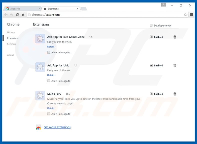 Rimuovere search.mysearch.com da Google Chrome