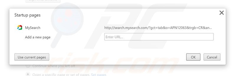 Cambia la tua homepage search.mysearch.com in Google Chrome