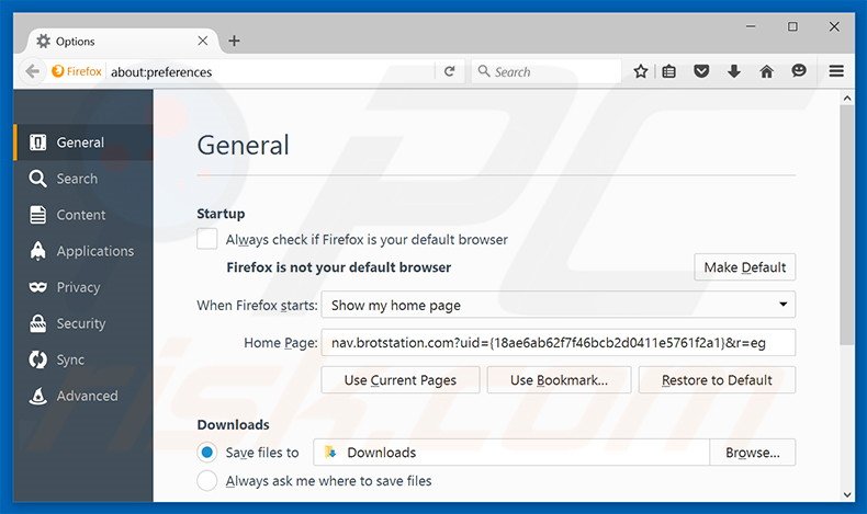 Cambia la tua homepage nav.brotstation.com in Mozilla Firefox
