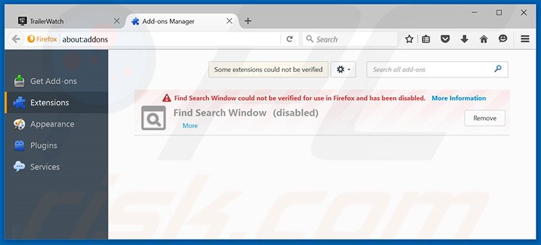 Rimuovere TrailerWatch adware da Mozilla Firefox step 2