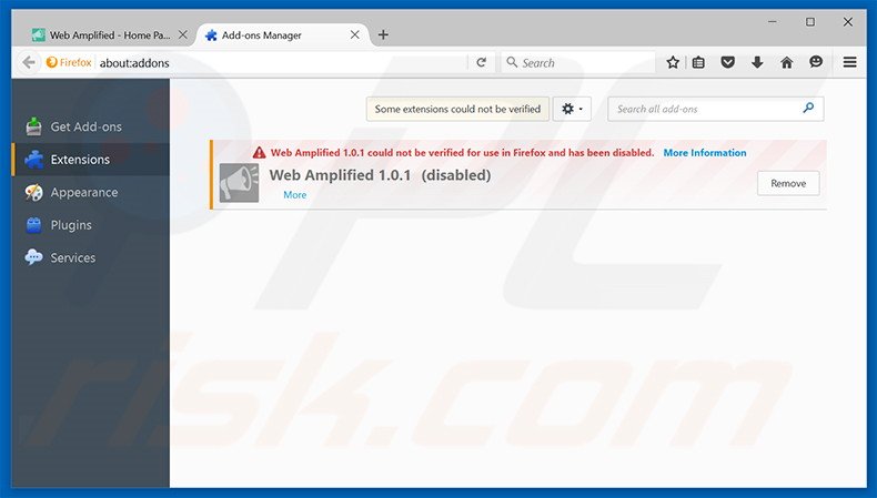 Removing Web Amplified ads fromRimuovere Web Amplified adware da Mozilla Firefox step 2