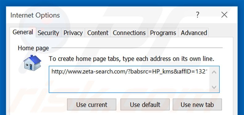 Cambia la tua homepage zeta-search.com da Internet Explorer 