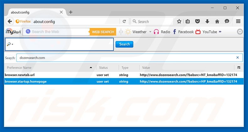 Cambia il tuo motore di ricerca predefinito dozensearch.com in Mozilla Firefox