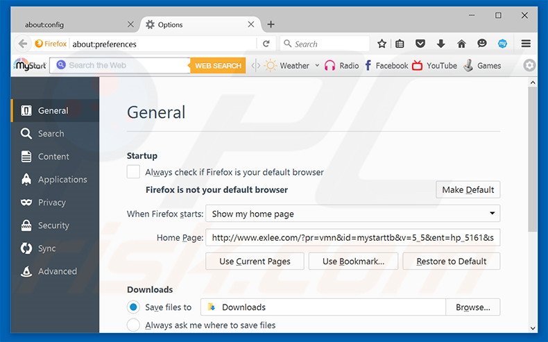 Cambia la tua homepage exlee.com in Mozilla Firefox