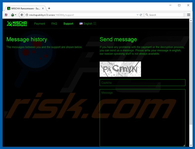 MISCHA ransomware web support