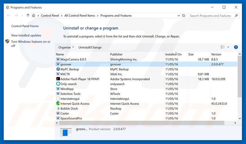 Disinstallare i PUP attraverso il pannello di controllo.