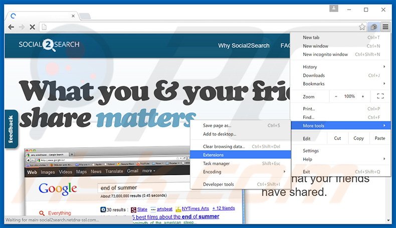 Rimuovere Social2Search adware da Google Chrome step 1