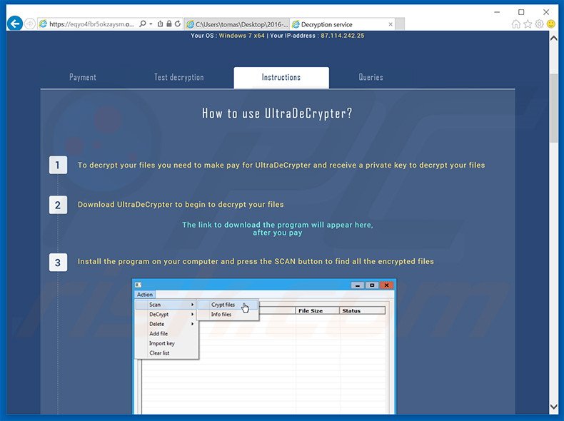 UltraCrypter website instructions