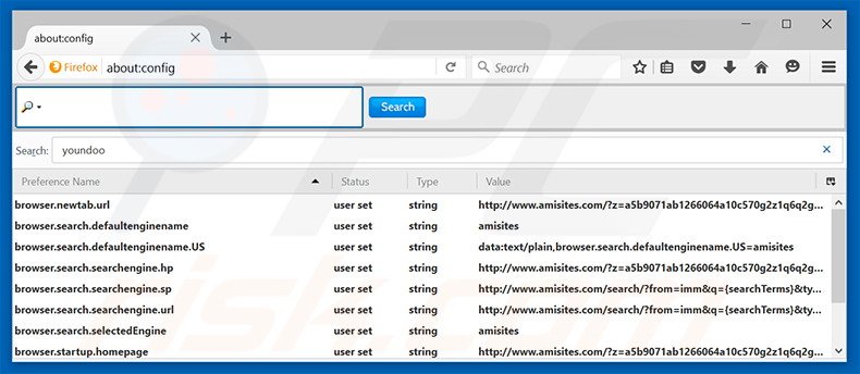 Cambia il tuo motore di ricerca predefinito amisites.com in Mozilla Firefox
