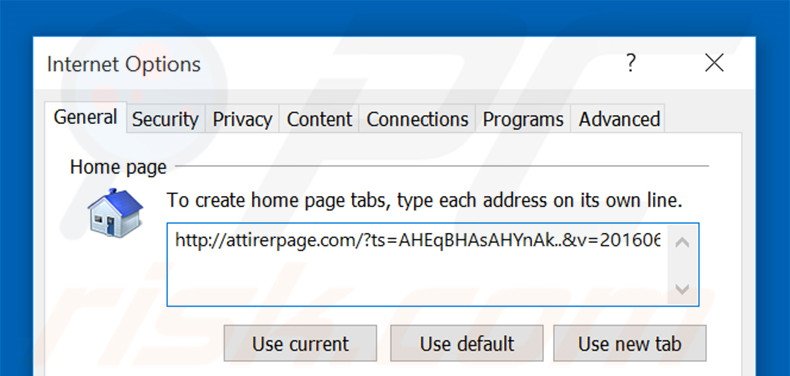 Cambia la tua homepage attirerpage.com in Internet Explorer 