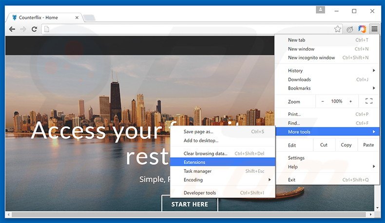 Rimuovere Counterflix adware da  Google Chrome step 1