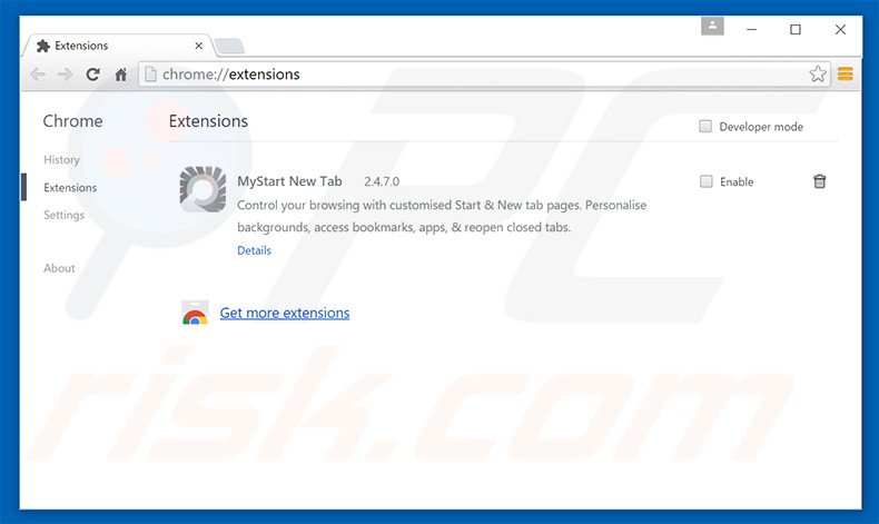 Removing search.mediatab.tv related Google Chrome extensions
