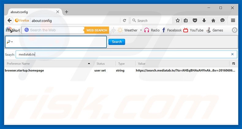 Removing search.mediatab.tv from Mozilla Firefox default search engine